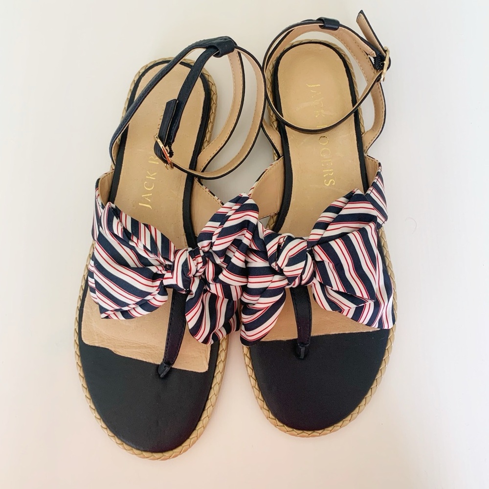 Jack Rogers Womens Sandals Navy, with Satin Bow in size 7.5